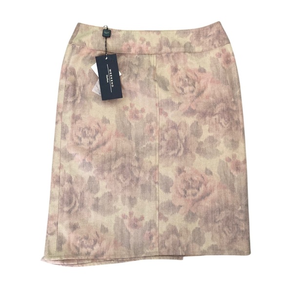 Maxmara Weekend Matelasse Skirt NWT Canvas Rose Print Floral Ruffle Detail - Picture 4 of 9
